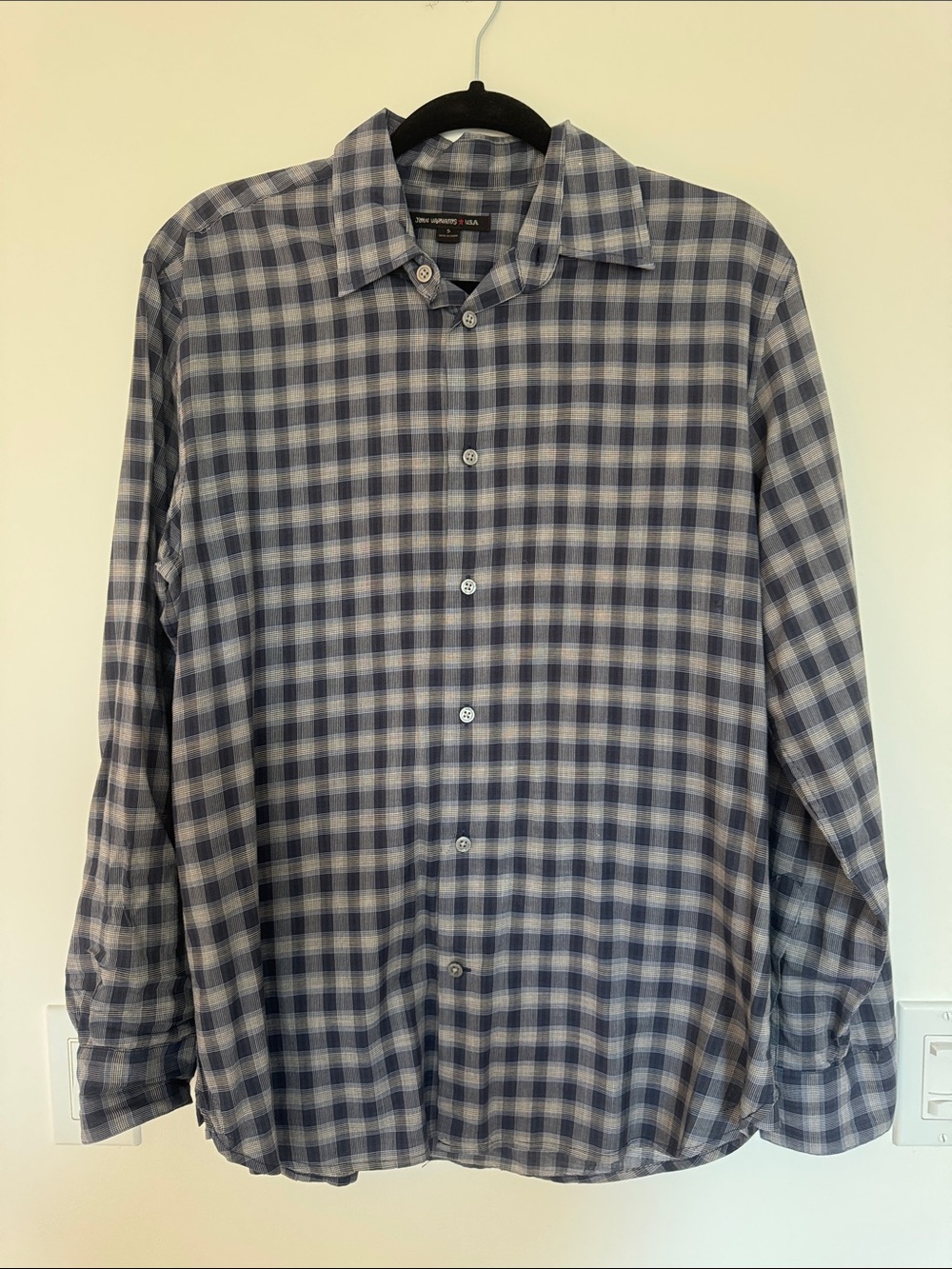 John Varvatos Men's Blue Plaid Button-Up Shirt
